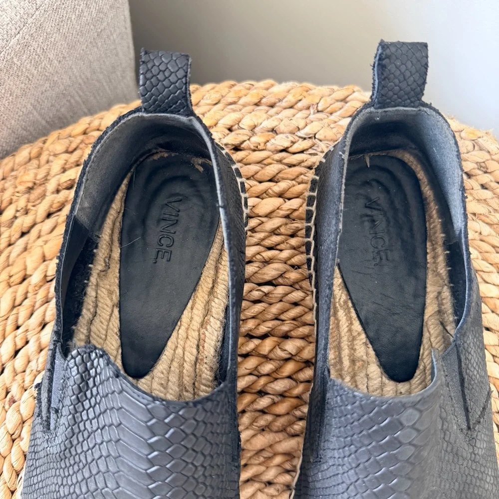 Vince Black Textured Espadrille Slip-Ons